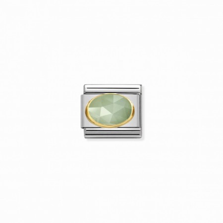 Nomination Gold Oval Sage Green Jade Stone Composable Charm